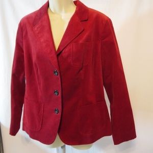Talbots Burgundy Corduroy 3 Button Blazer Jacket Size 14W Petite NEW WITH TAGS
